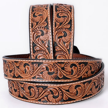 COMFYTACK Western Genuine Leather Belt for Men Women Cowboy Cowgirl Handmade Unisex Full Grain Heavy Duty Floral Tooled Belt